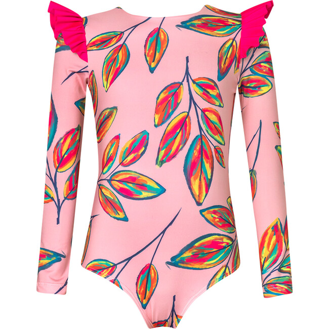 Wings Long Sleeve Swimsuit, Pink Calatea