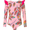 Wings Long Sleeve Swimsuit, Pink Calatea - One Pieces - 1 - thumbnail