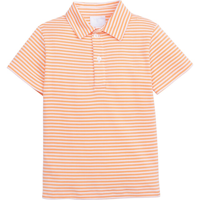 Short Sleeve Striped Polo Shirt, Orange