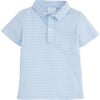 Short Sleeve Striped Polo Shirt, Light Blue - Polo Shirts - 1 - thumbnail