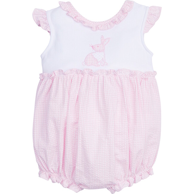 Sara Bubble With Patchwork Bunny, Pink - Rompers - 1