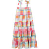 Creole Check And Frill Long Dress, Multicolors - Dresses - 1 - thumbnail