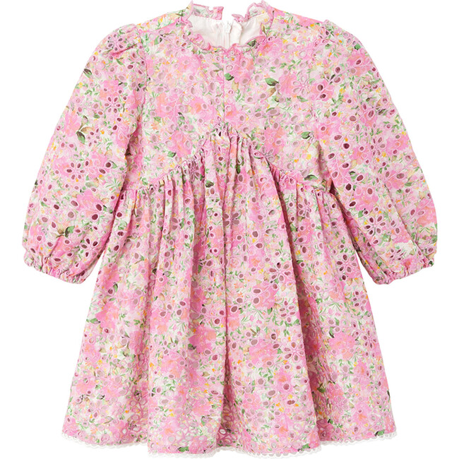 Baby Colette Puff Sleeve Embroidered A-Line Dress, Floral - Dresses - 1