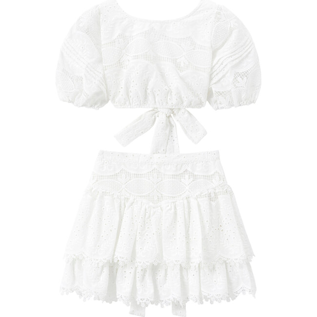 Delphine Tiered Ruffle A-Line Skirt, Ivory