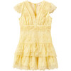 Mia Short Flutter Sleeve Lace Dress, Lemon - Dresses - 1 - thumbnail