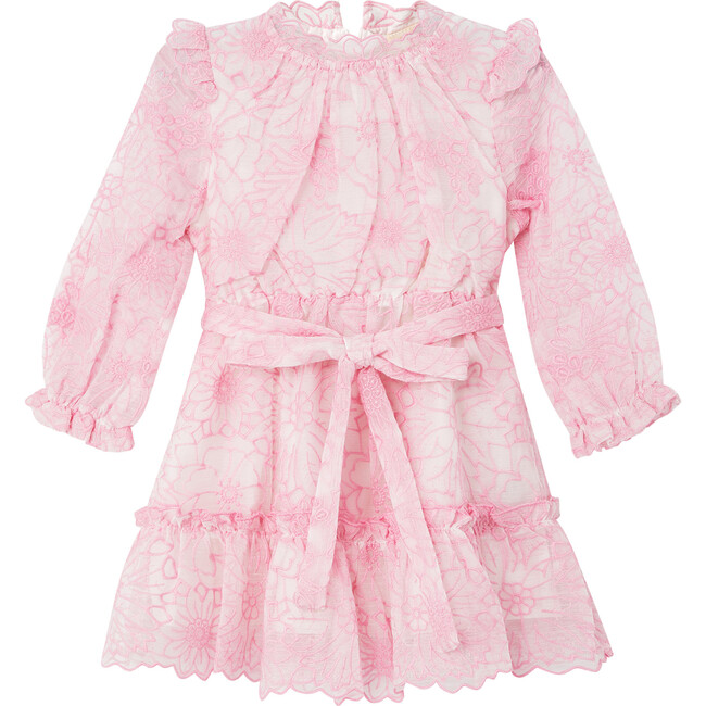 Baby Mia Short Flutter Sleeve Lace Dress, Pink