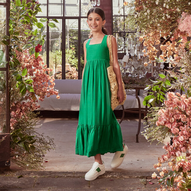 Odette Halter Neck Open Tie Back Maxi Dress, Green - Dresses - 2