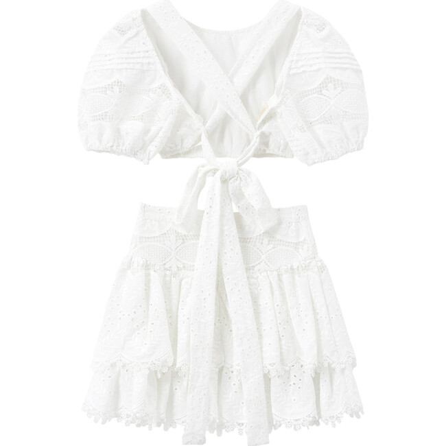 Delphine Tiered Ruffle A-Line Skirt, Ivory - Skirts - 3