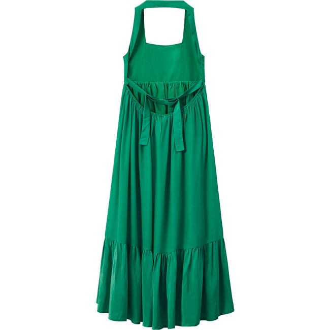 Odette Halter Neck Open Tie Back Maxi Dress, Green - Dresses - 3