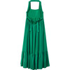Odette Halter Neck Open Tie Back Maxi Dress, Green - Dresses - 3