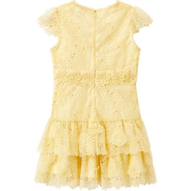 Mia Short Flutter Sleeve Lace Dress, Lemon - Dresses - 3