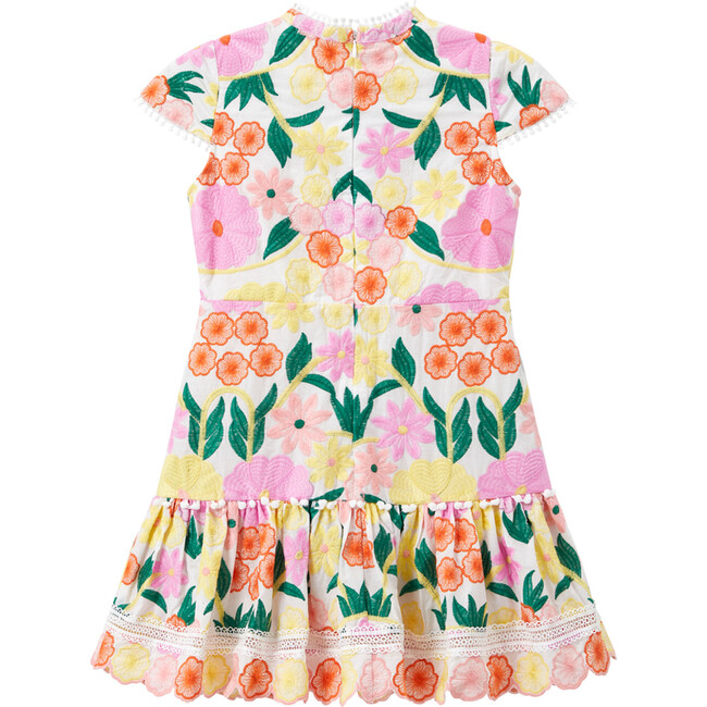 Anais Short Flutter Sleeve Embroidered Dress, Floral - Dresses - 3
