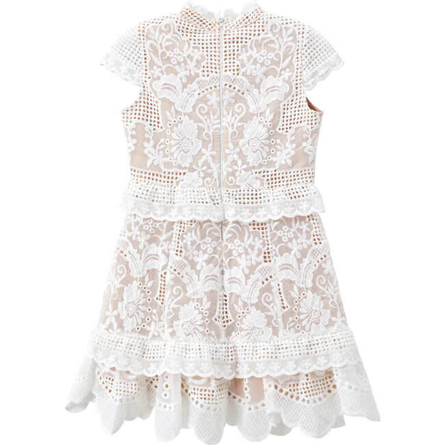 Amy High Closed Neck Lace Dress, Ivory - Marlo Kids Dresses | Maisonette