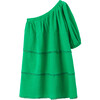 Gabrielle One Shoulder Long Balloon Sleeve Dress, Green - Dresses - 3