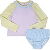 Sun & Sand Raglan Sleeve Rash Guard Set, Color Block Pink - Rash Guards - 1 - thumbnail