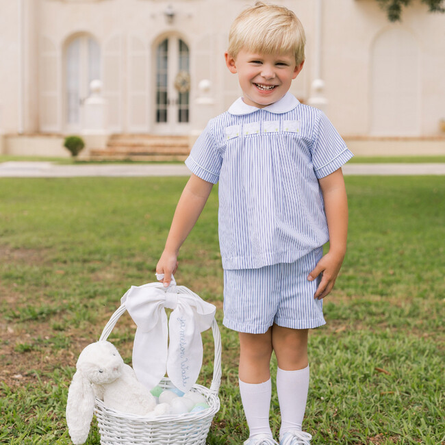Noah Ribbon Short Set, Blue Pinstripe - Mixed Apparel Set - 2