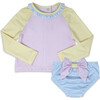 Sun & Sand Raglan Sleeve Rash Guard Set, Color Block Pink - Rash Guards - 3