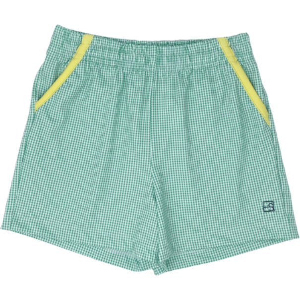 Nathan Mini Gingham Shorts, Green And Yellow - Shorts - 1