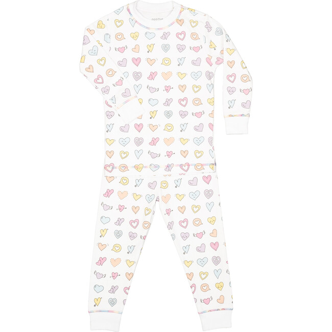 Two Piece PJ Rainbow Hearts