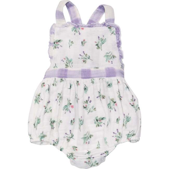 Lavender Rose Gingham Ruffle Bubble - Rompers - 1
