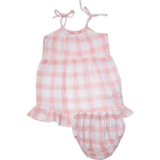 Painted Gingham Pink Twirly Tank Dress & Diaper Cover - Dresses - 1