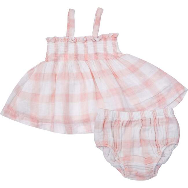Painted Gingham Pink Smocked Top & Bloomer