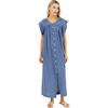 Women's Pueblo Zig Zag Trim Buttoned Caftan, Horizon - Dresses - 1 - thumbnail