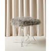 Delcie Sheepskin Ottoman, Grey/Clear - Accent Seating - 3