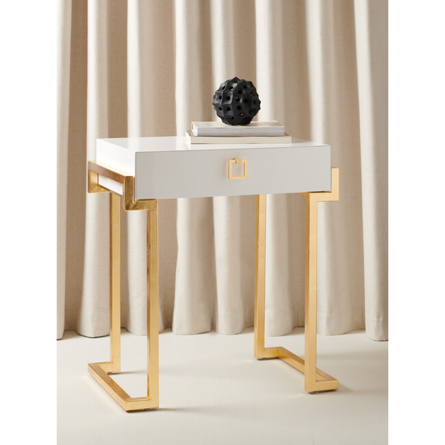 Abele Lacquer Side Table, White - Accent Tables - 6