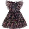 Floral Ruffle-Trimmed Bodice Tulle Dress, Black - Dresses - 1 - thumbnail