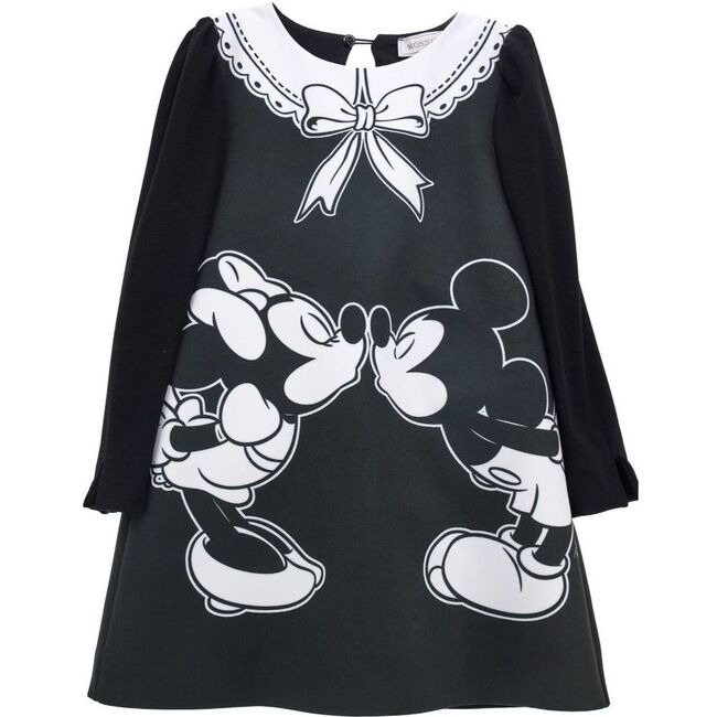 Minnie & Mickey Print Dress, Black