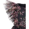 Floral Ruffle-Trimmed Bodice Tulle Dress, Black - Dresses - 2