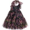 Floral Ruffle-Trimmed Bodice Tulle Dress, Black - Dresses - 3