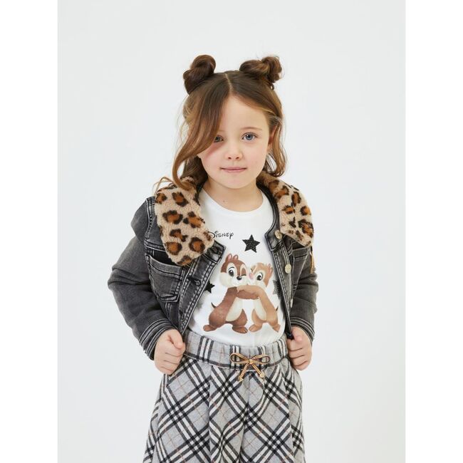 Denim Leopard Collar Jacket, Grey - Jackets - 2