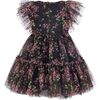 Floral Ruffle-Trimmed Bodice Tulle Dress, Black - Dresses - 4