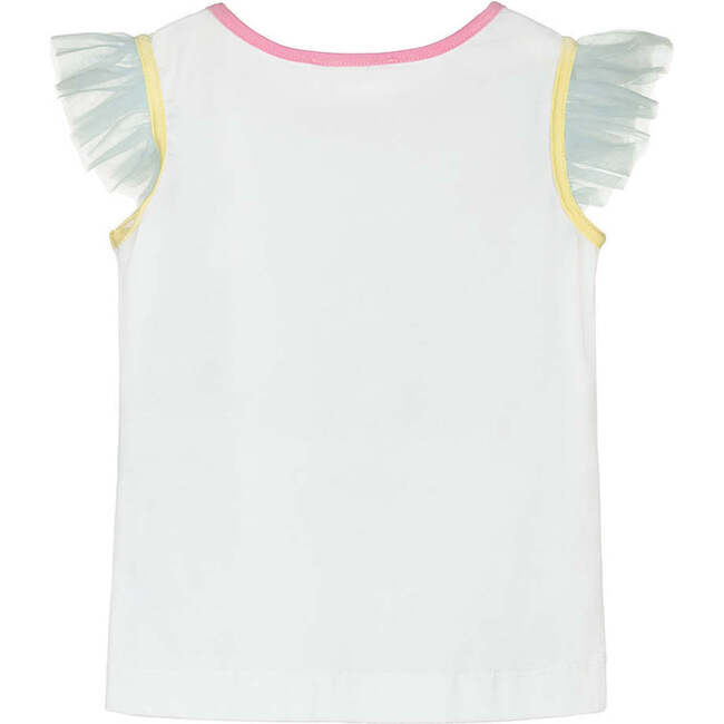 Lola Print Ruffle T-Shirt With Greek Key Details, White - Tees - 3