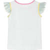 Lola Print Ruffle T-Shirt With Greek Key Details, White - Tees - 3