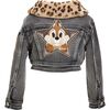 Denim Leopard Collar Jacket, Grey - Jackets - 3