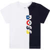 Split Logo Cotton Jersey T-Shirt, White - Tees - 1 - thumbnail