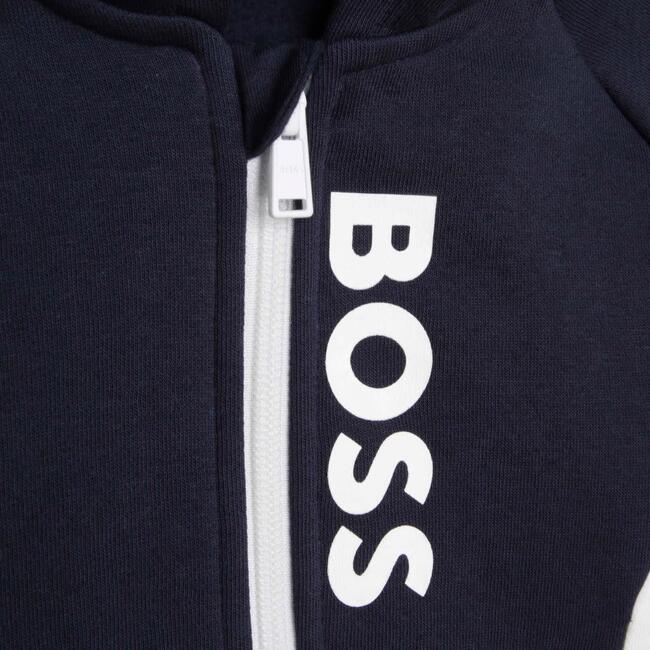 Zip Logo Jacket With Hoodie, Navy - Jackets - 2
