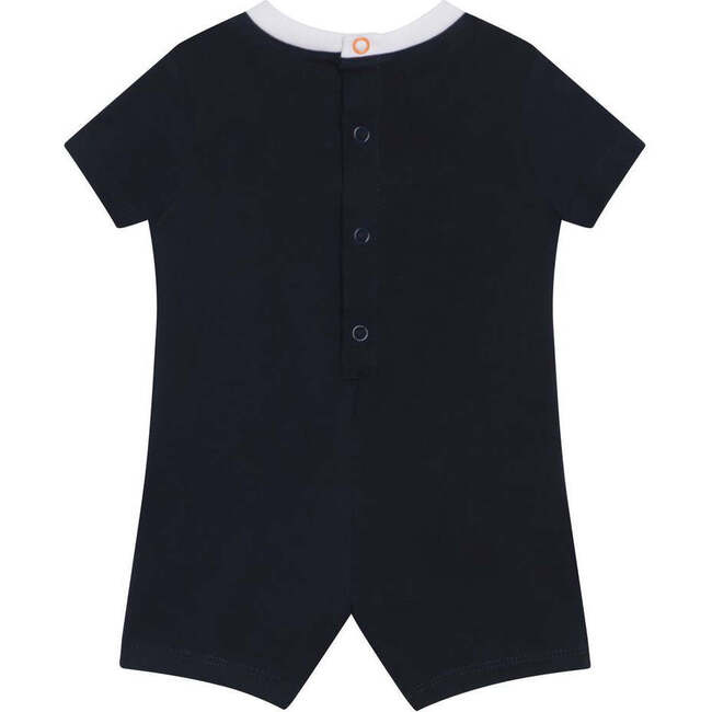 Monogram Logo Jersey Babysuit, Navy - Bodysuits - 3