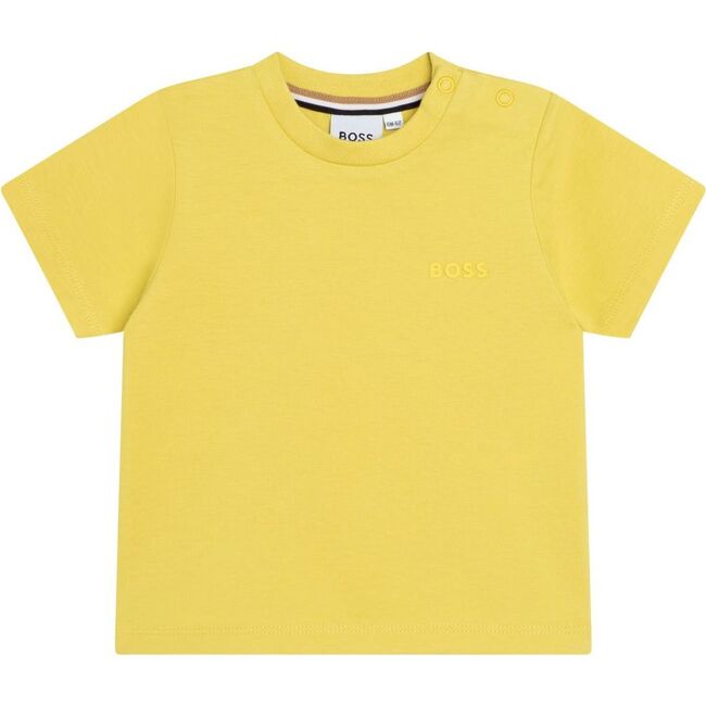 Lime Logo T-Shirt With Popper Fastenings, Lime Yellow