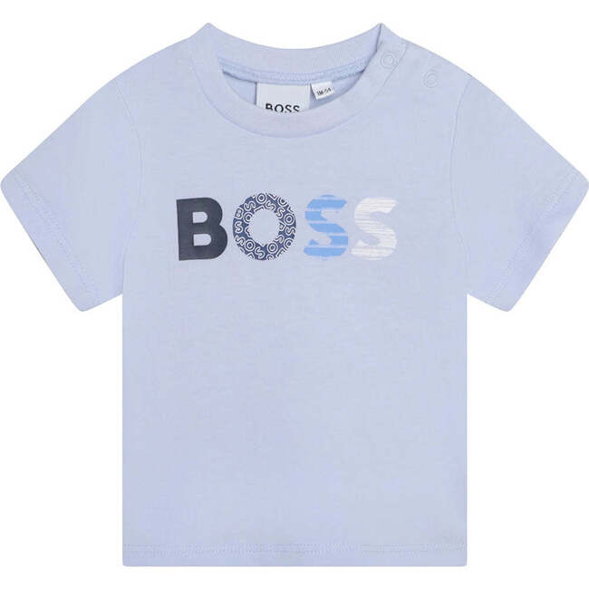 Iconic Logo T-Shirt With Popper Fastening, Light Blue