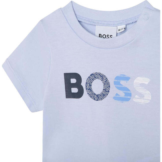 Iconic Logo T-Shirt With Popper Fastening, Light Blue - Tees - 2