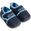 Logo Crib Shoes With Non-Slip Outsoles, Navy - Crib Shoes - 1 - thumbnail