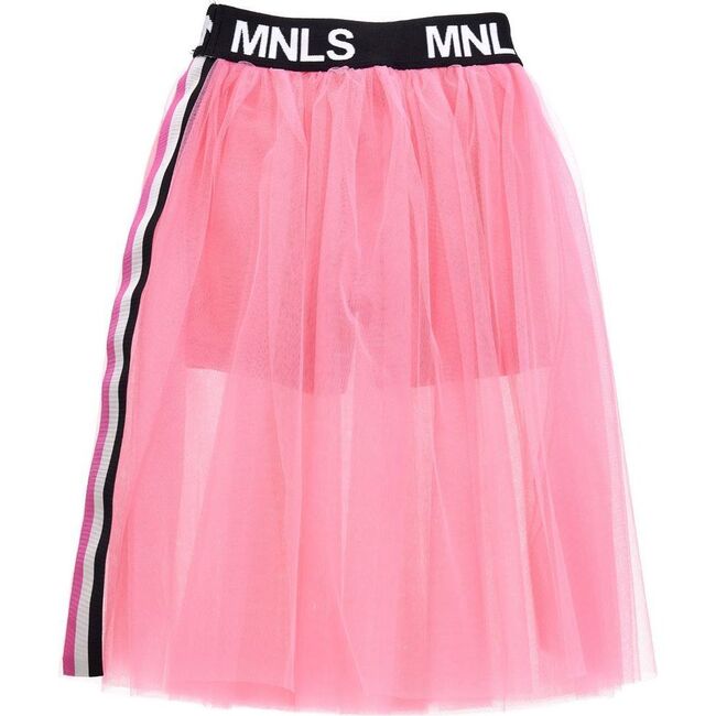 Logo Thick Waistband Tulle Skirt, Pink
