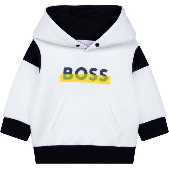 Colorblock Logo Double-Sided Hoodie, White