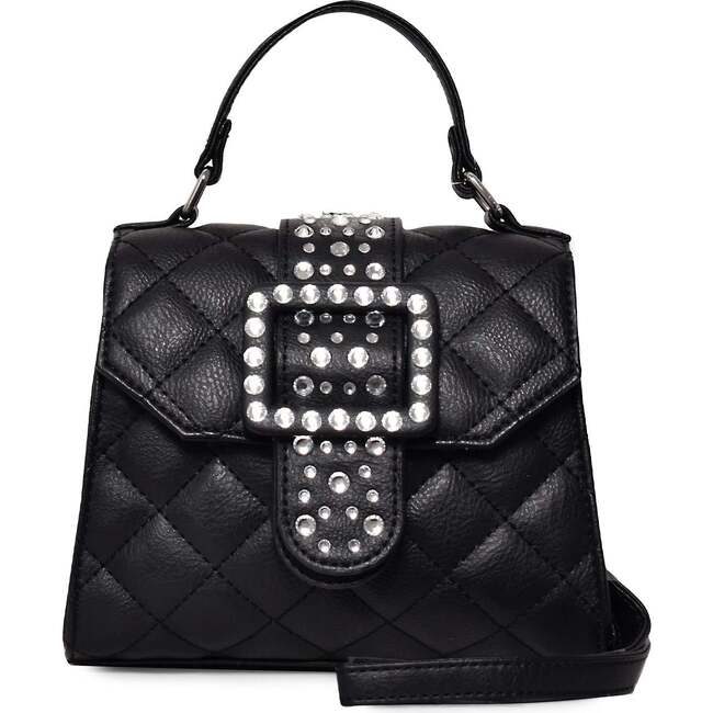 Rhinestone Buckle Crossbody, Black - Bags - 1