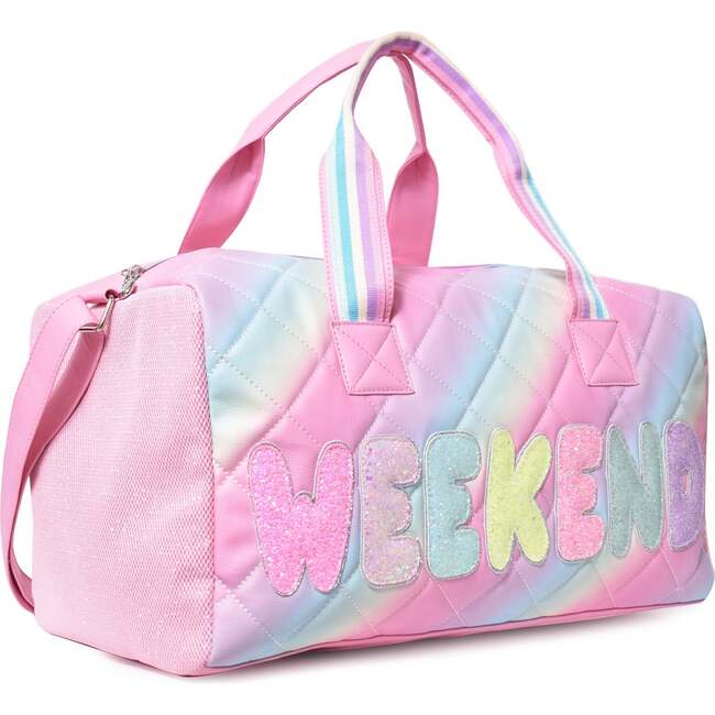Ombre Printed Diamond Quilted Duffel Bag, Bubble Gum - Bags - 2