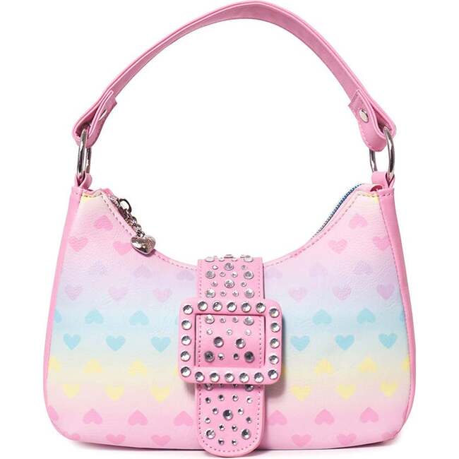 Ombre Heart Print Love Hat And Gloves And Mini Hobo Set, Pink - Mixed Accessories Set - 3